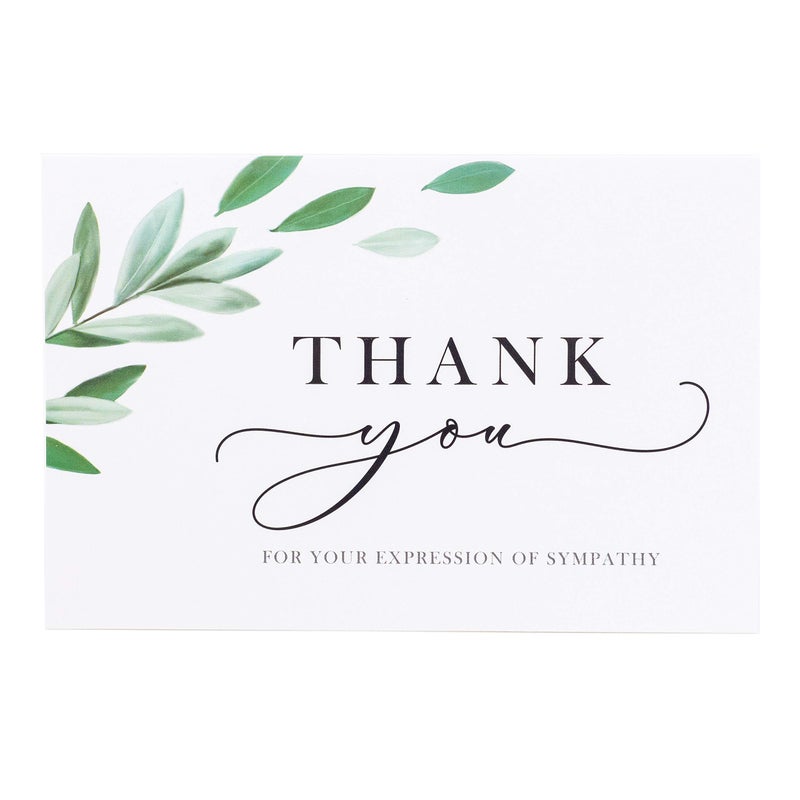 Gooji Thank You Cards for Funeral â€“ 20 pcs Sympathy Acknowledgement Cards â€“ Elegant and Classy Watercolor Design - Matching Peel-and-Seal White Envelopes Included â€“ Bulk 4 x 6-inch Thank You Notes - Image 1